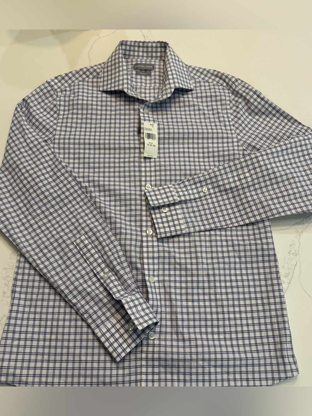 Michael Kors Slim Fit Long Sleeve Button Up Shirt Size M 15 - 32/33 NWT Violet